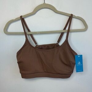 Cupshe NWT Brown / Beige Padded Bikini Top Size M Medium Adjustable Straps